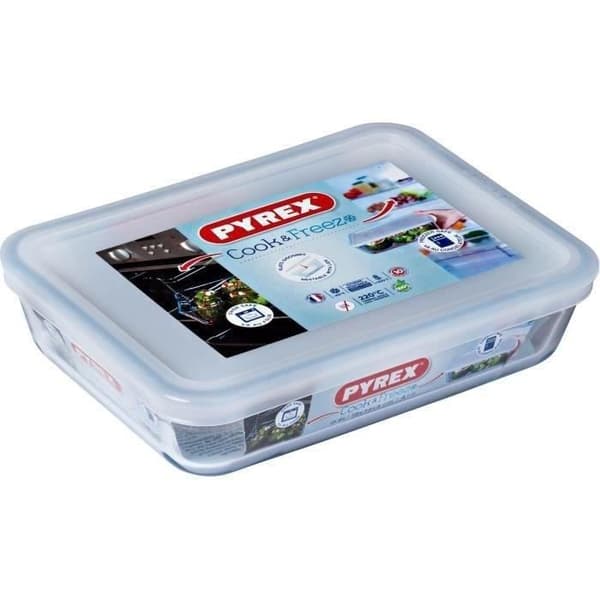 PYREX - 241P000 / 7046 - Rektangulär maträtt med lock - 19cm * 14 cm - Pyrex Cook & Freeze