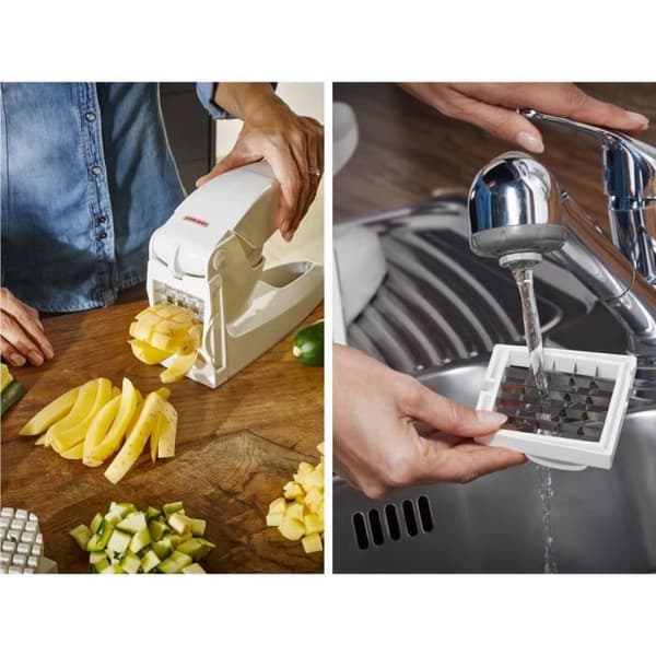 LEIFHEIT 3206 Pommes frites-skärare, potatisskärare, halkfri grönsaksskärare för tillverkning av 10 mm eller 12 mm pinnar