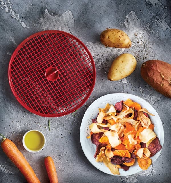 Borner Crispymaker set om 2, veganchips, grönsakschips, mikrovågschips, fettfria chips, morotschips, äppelchips