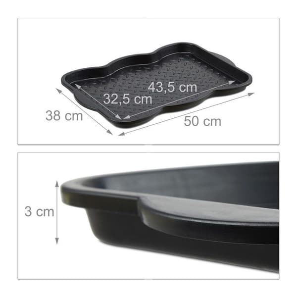 Relaxdays Plattå för torkning av stövlar och skor svart plasttorkningsbricka för 4 skor HxlxB: 3 x 49 x 35 cm, svart