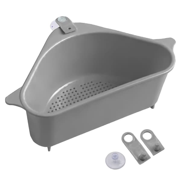 Multifunktionell diskbänksfilter plastfilterkorg i Grått - 24 x 14.2 x 10 cm - För förvaring av köksredskap för att diska eller skära rester