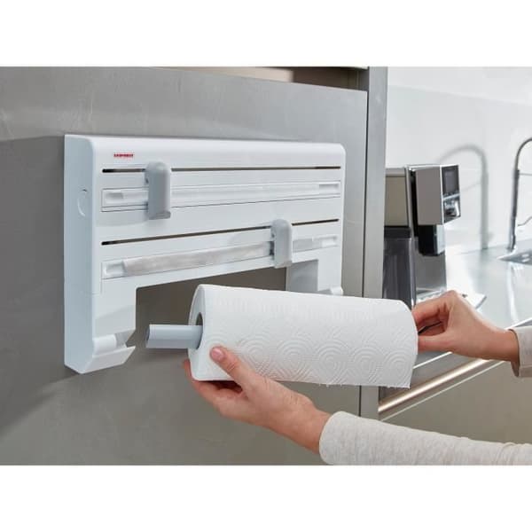 Parat ComfortLine 25703 Leifheit väggdispenser, köksväggsdispenser för 3 rullar, pappersdispenser med vassa blad