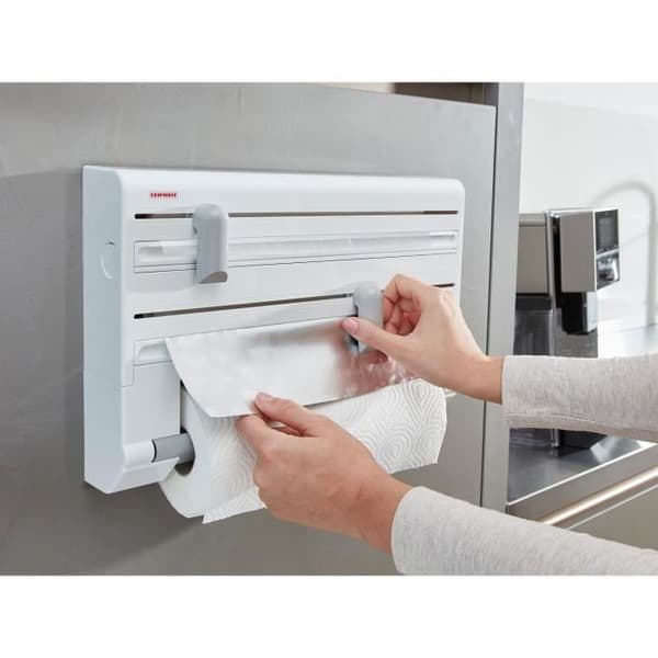 Parat ComfortLine 25703 Leifheit väggdispenser, köksväggsdispenser för 3 rullar, pappersdispenser med vassa blad