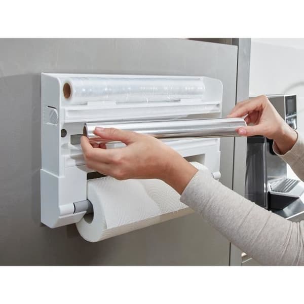 Parat ComfortLine 25703 Leifheit väggdispenser, köksväggsdispenser för 3 rullar, pappersdispenser med vassa blad