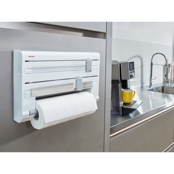 Parat ComfortLine 25703 Leifheit väggdispenser, köksväggsdispenser för 3 rullar, pappersdispenser med vassa blad