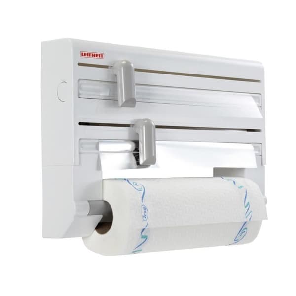 Parat ComfortLine 25703 Leifheit väggdispenser, köksväggsdispenser för 3 rullar, pappersdispenser med vassa blad