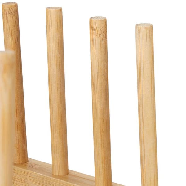 Relaxdays Diskställ, för 8 tallrikar, skärbrädor, lockställ, porslin, bambu förvaring