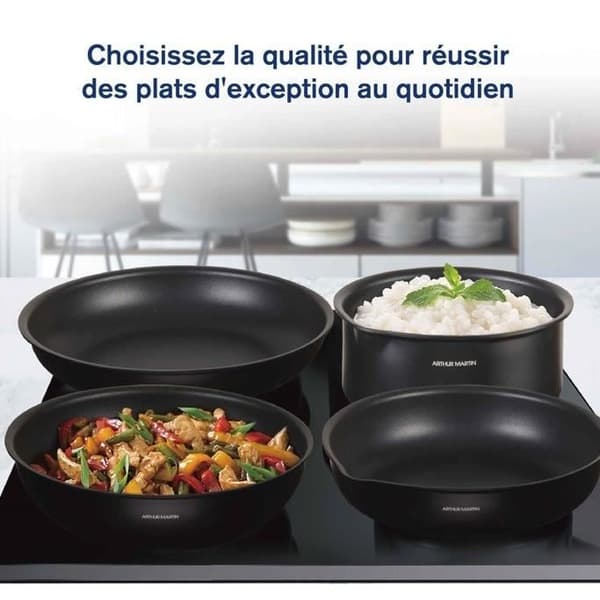 Kokkärl - Alla brännare inklusive induktion - Arthur Martin - AM0530 - Aluminium - Non-stick - 20 stycken - Avtagbart handtag