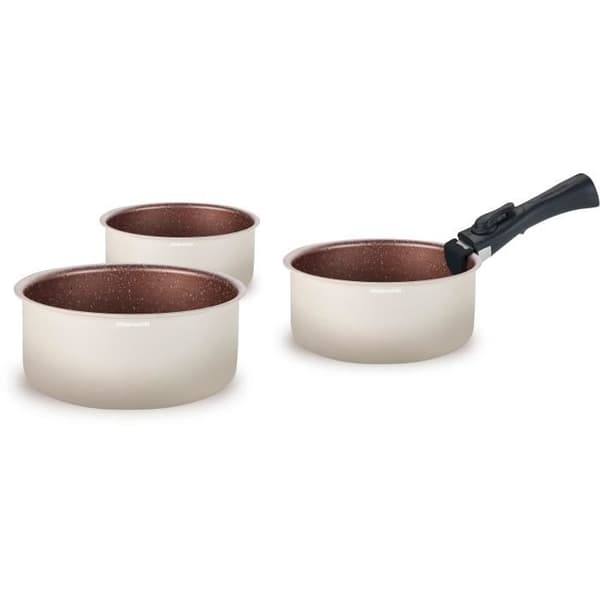 Kokkärl - Alla värmekällor inklusive induktion - ARTHUR MARTIN - AM2655 - Set med 3 kastruller -16-18-20 cm + 1 avtagbart handtag