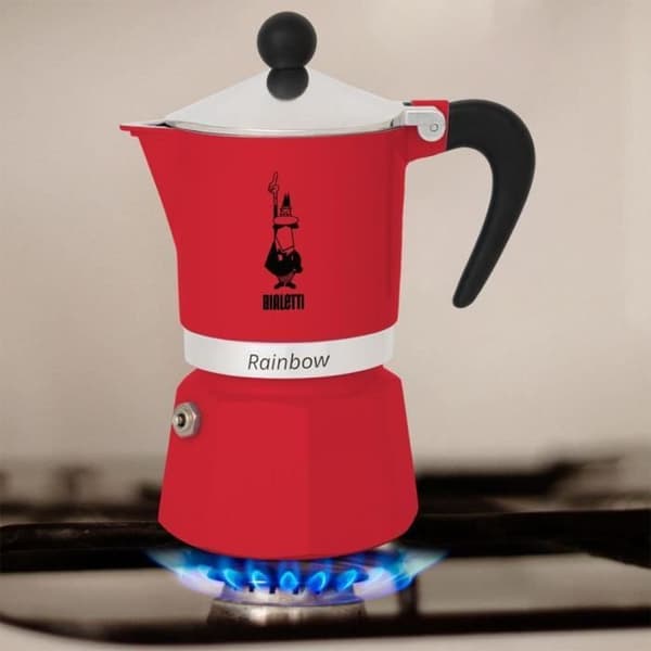 Italiensk kaffebryggare - BIALETTI - RAINBOW - 6 koppar - 0,30 L - Röd