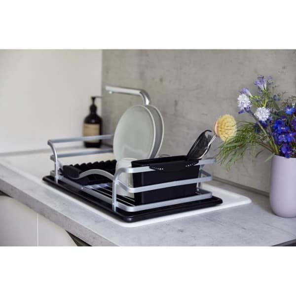 Diskställ - WENKO - Aluminium rostfritt - Avtagbar behållare - Svart - Matt silver
