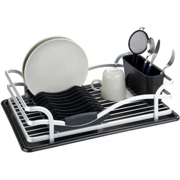 Diskställ - WENKO - Aluminium rostfritt - Avtagbar behållare - Svart - Matt silver
