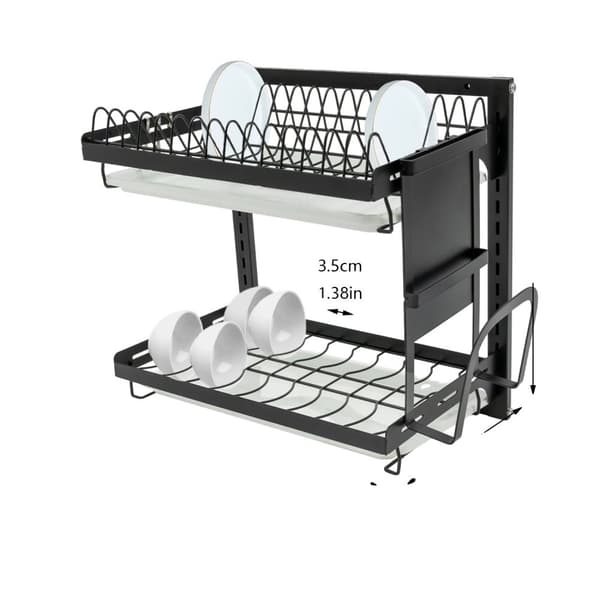 2-Tier Diskställ, Kompakt Design, Hög Lastkapacitet,svart, 2-nivå