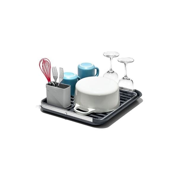 2-vånings hopfällbar diskavlopp - OXO - 41,6 cm x 37 cm - Grå - Aluminium/plast