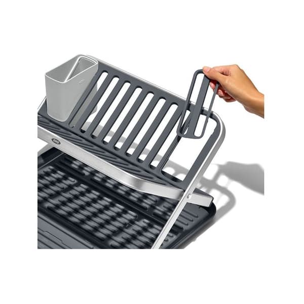 2-vånings hopfällbar diskavlopp - OXO - 41,6 cm x 37 cm - Grå - Aluminium/plast