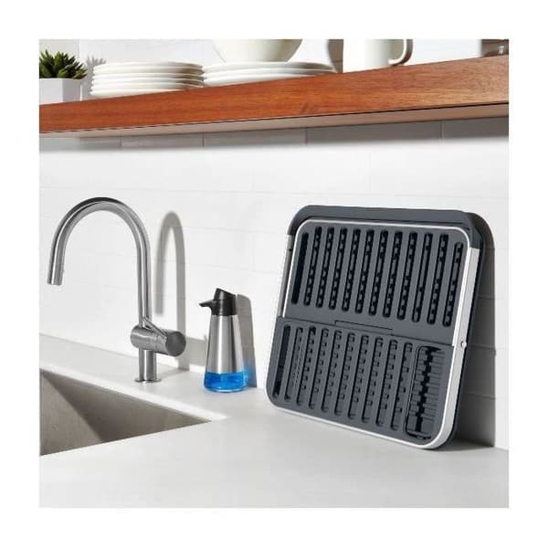 2-vånings hopfällbar diskavlopp - OXO - 41,6 cm x 37 cm - Grå - Aluminium/plast