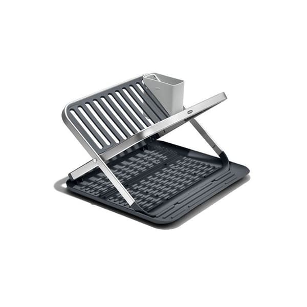 2-vånings hopfällbar diskavlopp - OXO - 41,6 cm x 37 cm - Grå - Aluminium/plast