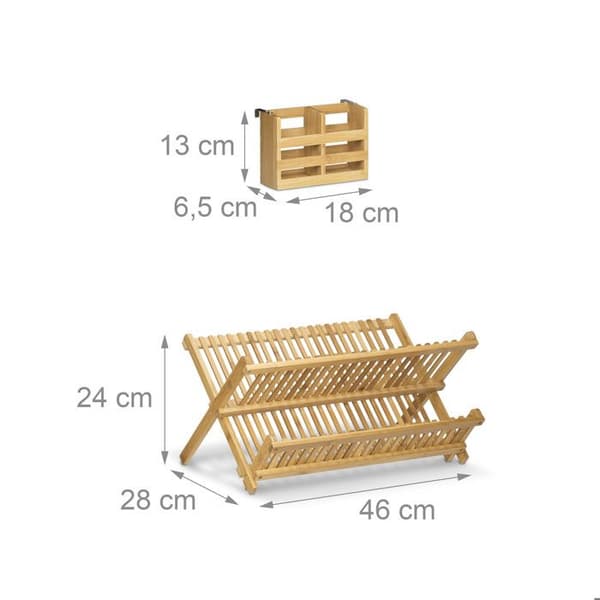 Relaxdays Diskställ med 2 fack för att sortera besticken, HLP: 24 x 46 x 28 cm, natur