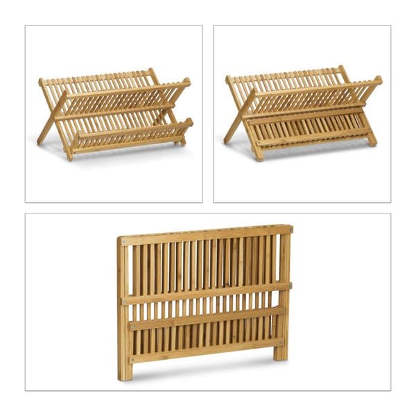 Relaxdays Diskställ med 2 fack för att sortera besticken, HLP: 24 x 46 x 28 cm, natur