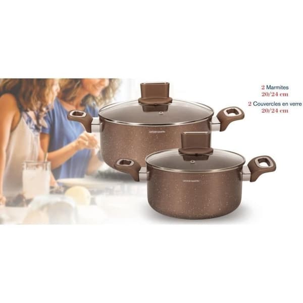 Grytset - ARTHUR MARTIN - AM9820 - 20-24 cm med glaslock - Aluminium - Alla värmekällor inklusive induktion