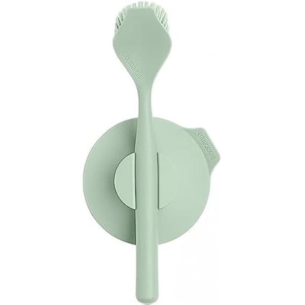 Diskborste - BRABANTIA - För diskbänken - Sugproppsfäste - Ergonomiskt handtag - Inbyggd skrapa