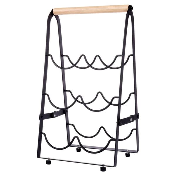 Sort metal vinreol til 6 flasker 21x38 cm