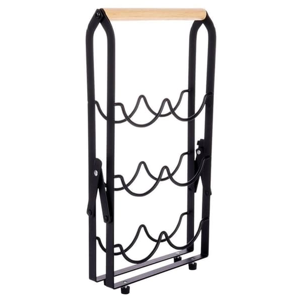 Sort metal vinreol til 6 flasker 21x38 cm