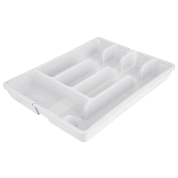 Bestikindsats til skuffen, udtrækbar, hvid, 36,5x27,5 cm