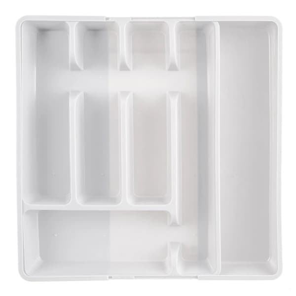 Bestikindsats til skuffen, udtrækbar, hvid, 36,5x27,5 cm