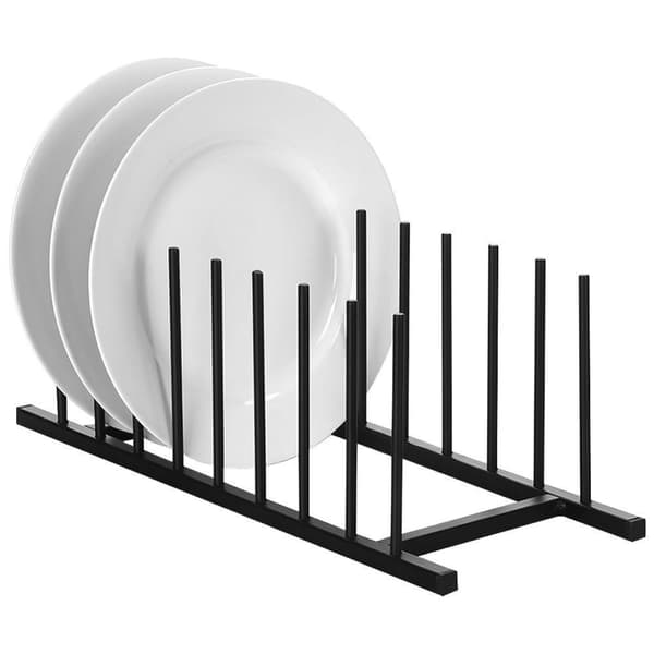 Organizer stativ til tallerkener, låg, metal, sort hems, 34,5x12,5 cm
