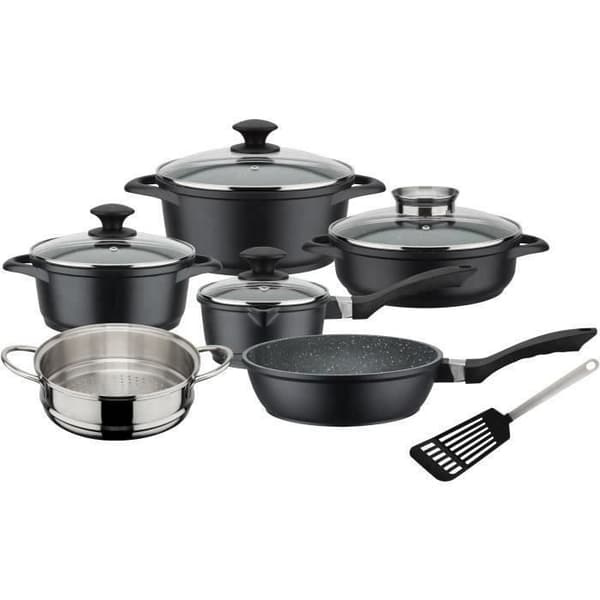 GSW - 414562 - Batteri - Massivt smidd aluminium GOURMET GRANIT - 10st - Induktion - VITAFLON GRANIT Beläggning