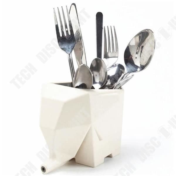 TD® White Elephant Shape Bestickhållare Plast Bestickbricka