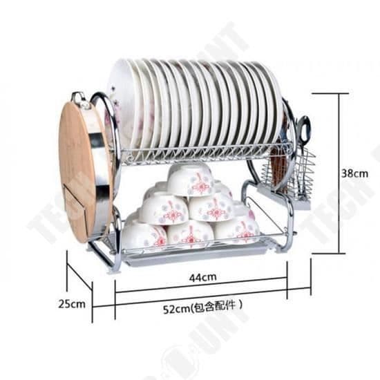 TD® Dish Drainer - Rostfritt stål - Kök - Hem - Torkning - 2-vånings Organizer - Disk - Anti-Rost Grid