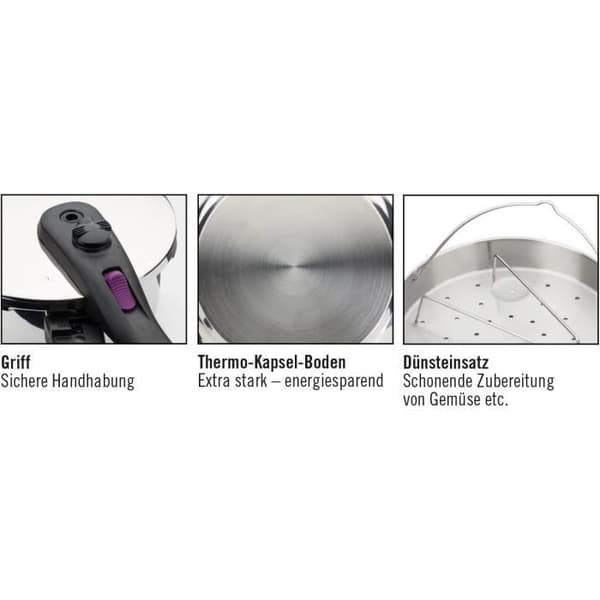 Tryckkokare - GSW - Snabb - 22 cm - 6 L - Induktion - Rostfritt stål