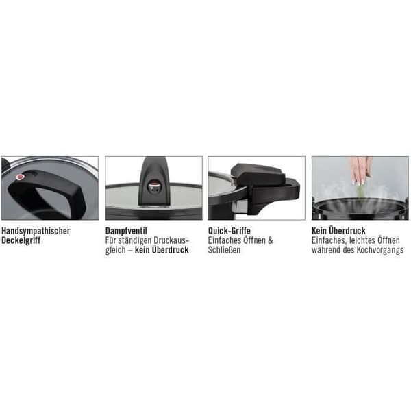 Lågtryckskokare - GSW - 24 cm - 4 L - Smidd aluminium - Induktion - Svart