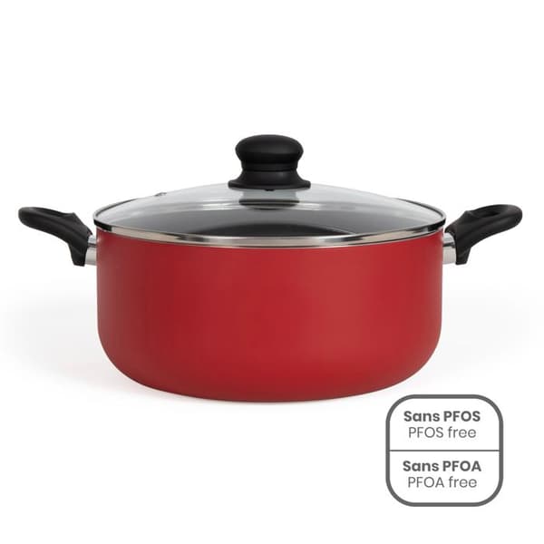 28 cm holländsk ugn - LIVOO - MEP151R - Non-stick utan PFOA eller PFOS - Silikonhandtag - Passar alla hällar inklusive induktion