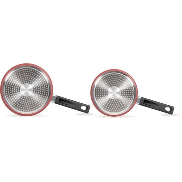 Set med 2 kastruller - LIVOO - MEP154R - Non-stick utan PFOA eller PFOS - Silikonhandtag - Alla hällar inklusive induktion