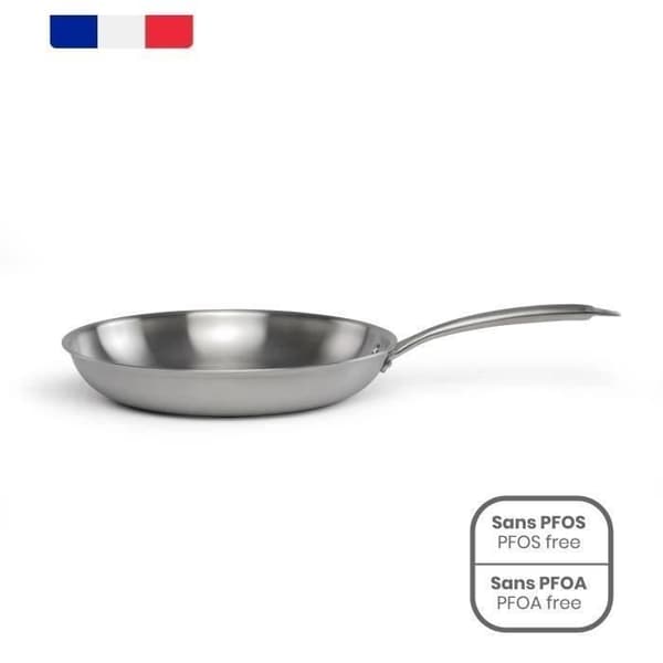 Brigade - 24 cm stekpanna i rostfritt stål - LIVOO - MEP158 - Trefaldigt rostfritt stål - Lämplig för alla hällar inklusive induktion - Tillverkad i