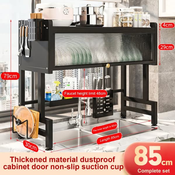 Över Diskhon Diskställ, Hållbar Kolfiberstål, Platsbesparande Design,85CM