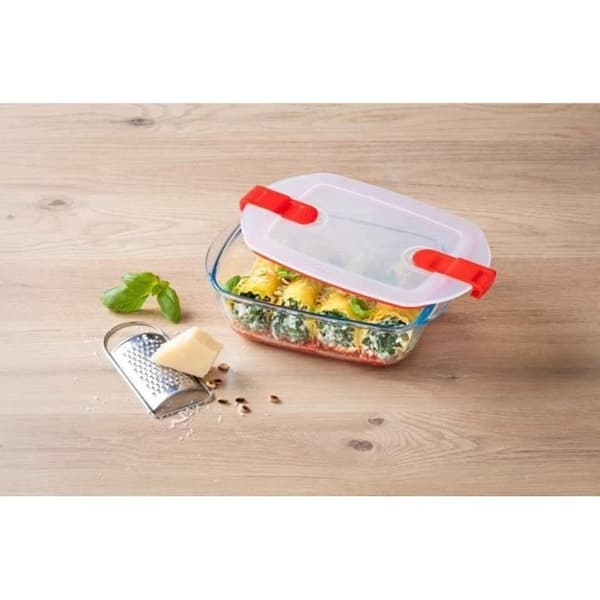 PYREX - COOK & HEAT - Rektangulär glaslåda med lock 23 * 15 cm