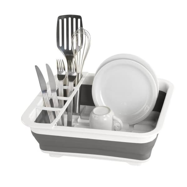 Diskställ - WENKO - Gaia - Fällbart - Plast - Vit-Grå