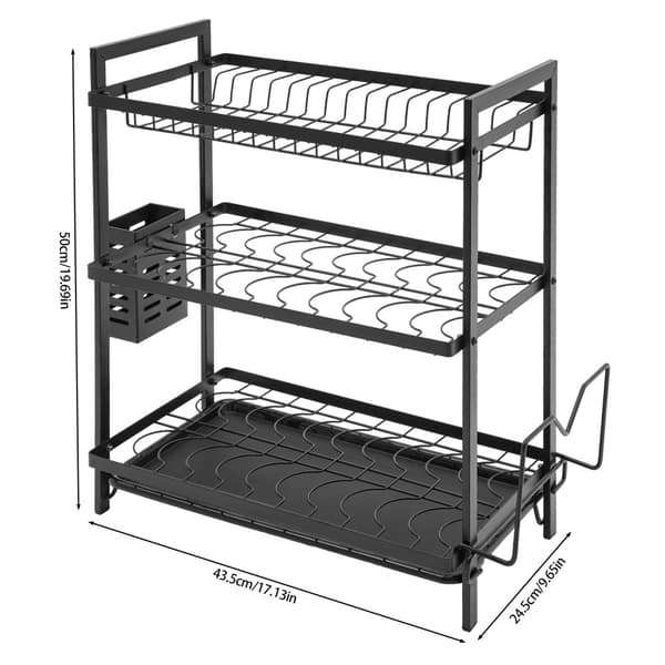 3-lags Tallerken Drypper, Organiseret Opbevaring, Holdbar Jernkonstruktion,3-lags