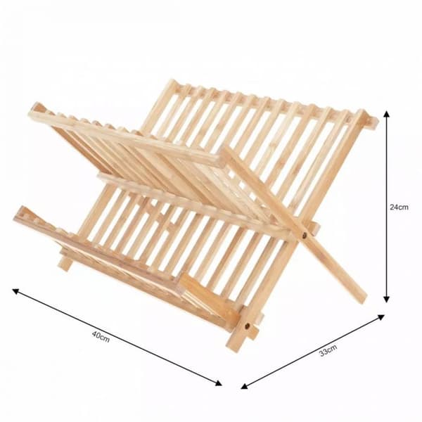 Diskställ - KINGHOFF - KH-1631 - Naturlig bambu - Fällbart - 2 nivåer
