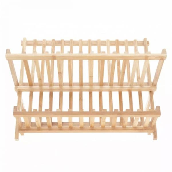 Diskställ - KINGHOFF - KH-1631 - Naturlig bambu - Fällbart - 2 nivåer