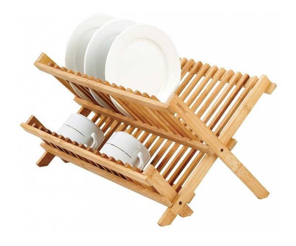 Diskställ - KINGHOFF - KH-1631 - Naturlig bambu - Fällbart - 2 nivåer