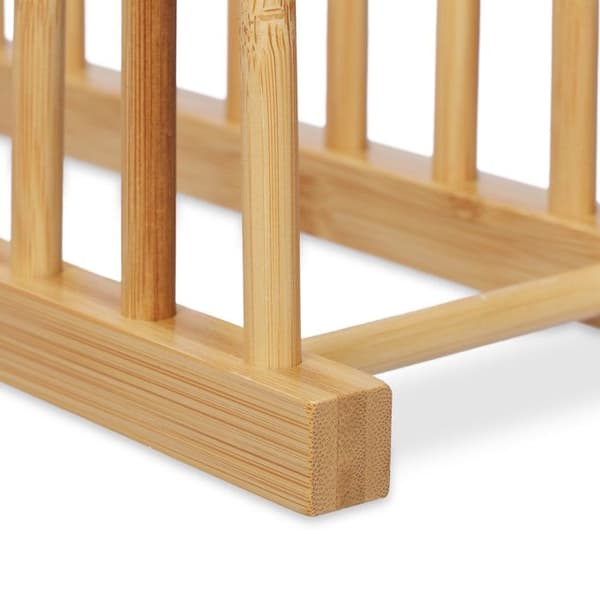 Relaxdays Diskställ för disken, i paket om 2, rymmer 10 tallrikar eller lock, vardera, bambu, natur