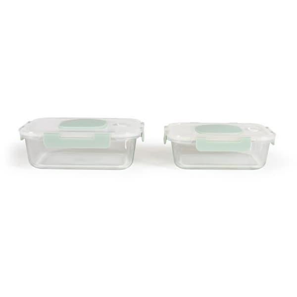 Set med 2 vakuumlådor - LIVOO - MEN404V - 1,04 L och 1,5 L - Borosciliatglas - Plastlock - Stapelbar