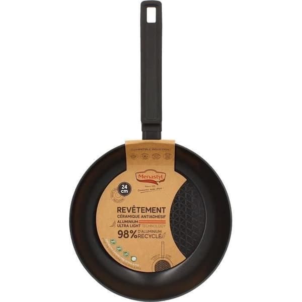 Stekpanna - MENASTYL - 6020636 - Smidd aluminium - 24 cm - Svart - Lämplig för alla spishällar inklusive induktion