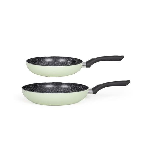 Set med 2 stekpannor i stenutseende - Livoo - MEN124VE - Grön