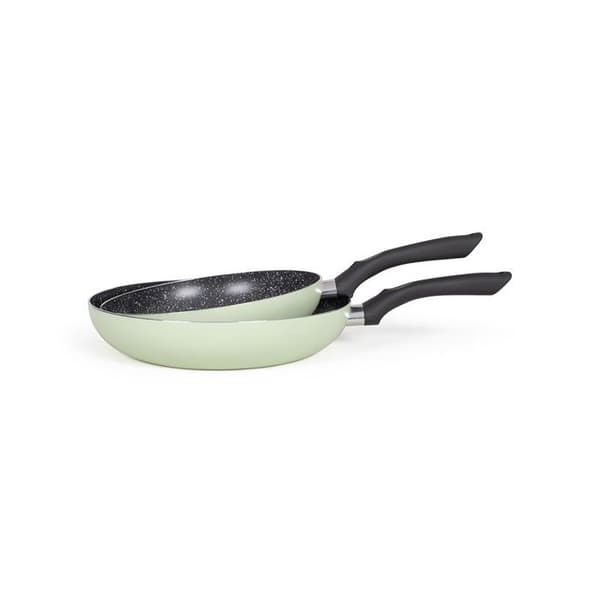 Set med 2 stekpannor i stenutseende - Livoo - MEN124VE - Grön